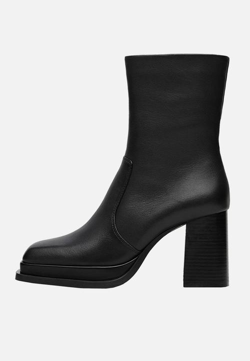 MANGO - Disco leather ankle boot - black