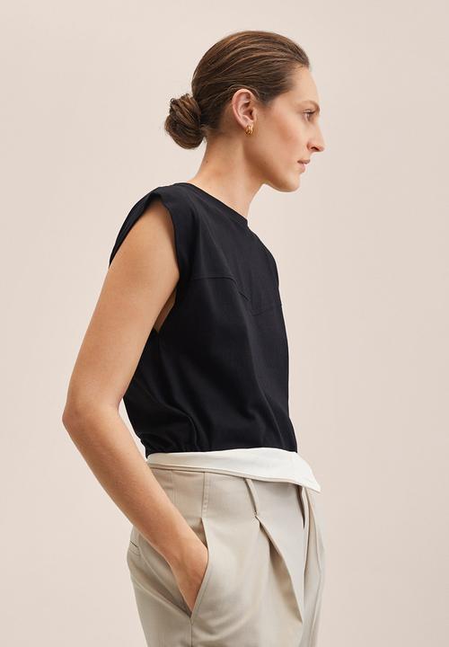 MANGO - T-shirt vita - black