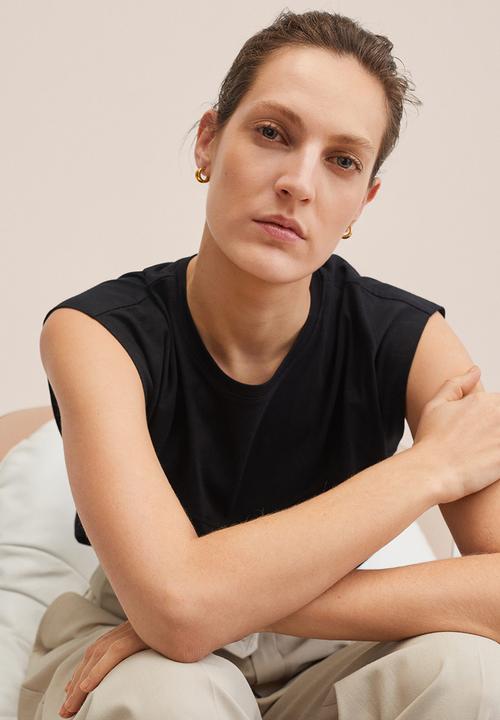 MANGO - T-shirt vita - black