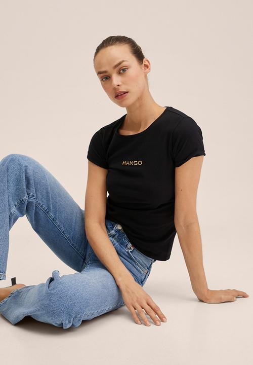 MANGO - T-shirt mango - black