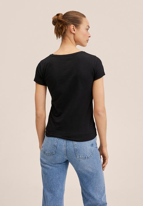 MANGO - T-shirt mango - black
