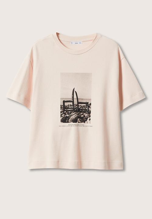 MANGO - T-shirt - light pastel pink