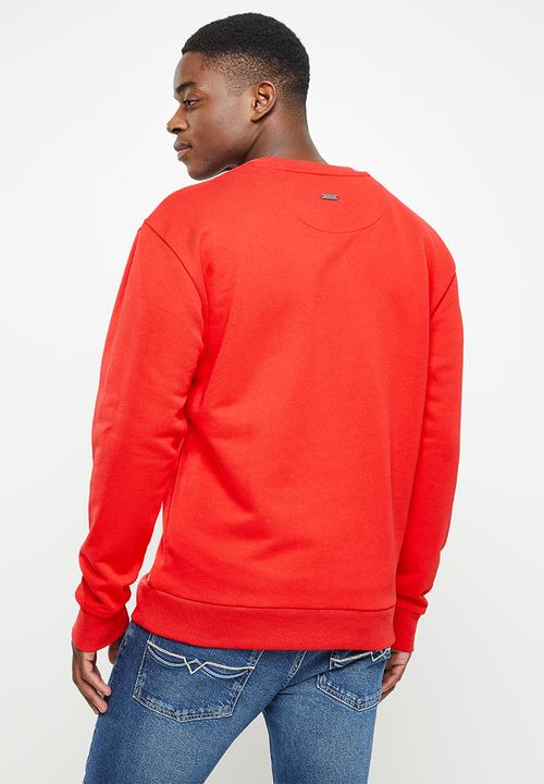 POLO - Crew Sweatshirt  Flocked Logo - Red