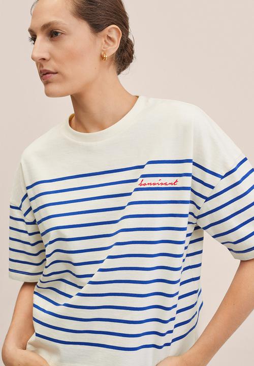 MANGO - T-shirt - mid blue