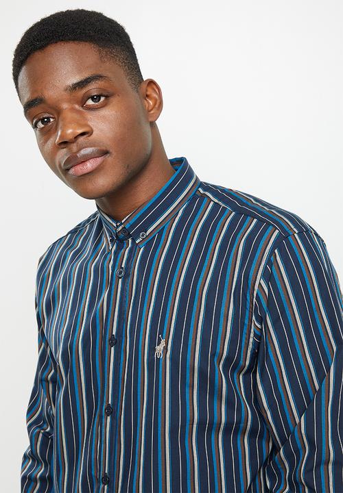 POLO - Men stripe wk - navy