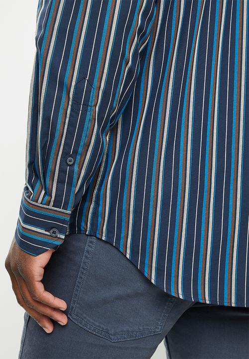POLO - Men stripe wk - navy