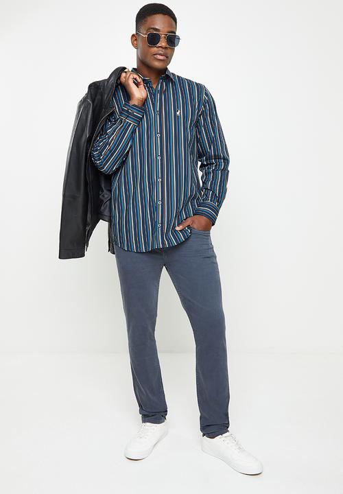 POLO - Men stripe wk - navy