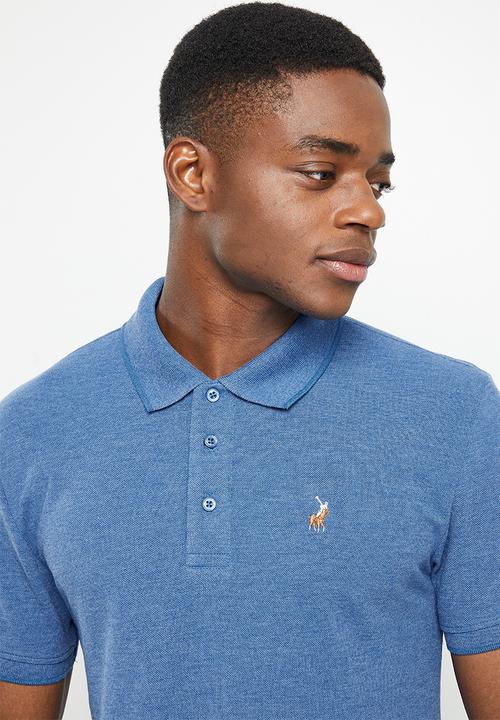 POLO - Soft melange tipped short sleeve golfer - cobalt