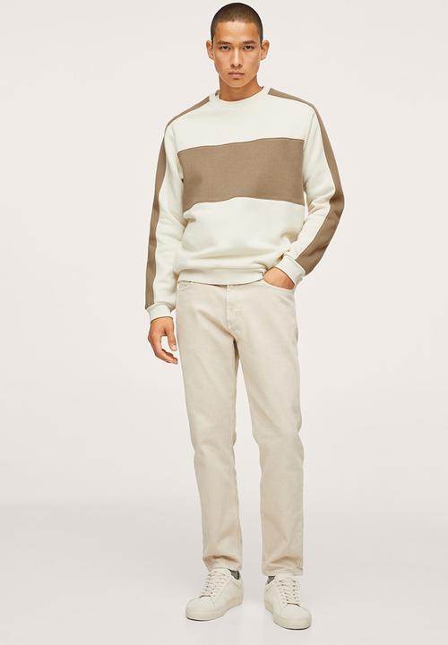 MANGO - Alta Colour Block Sweatshirt - ecru