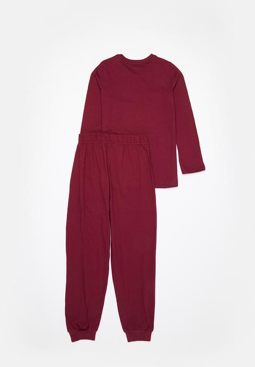 Rebel Republic - Boys long sleeve top & pants pj set - maroon