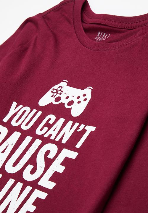 Rebel Republic - Boys long sleeve top & pants pj set - maroon