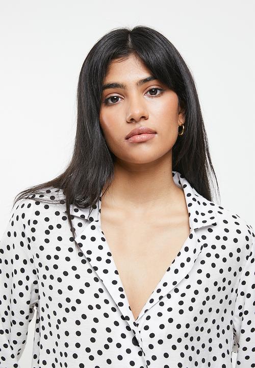 Me&B - Cuff detail shirt - white & black