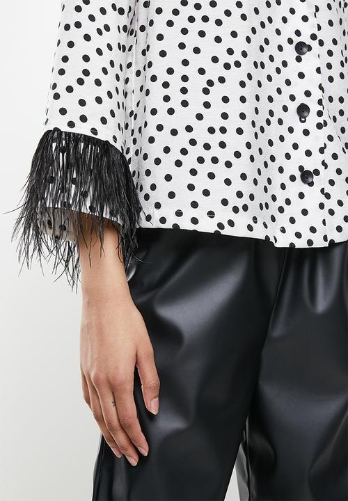 Me&B - Cuff detail shirt - white & black