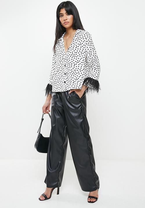Me&B - Cuff detail shirt - white & black