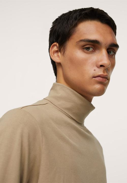 MANGO - Luton  Lux Polo LS Tee - light beige