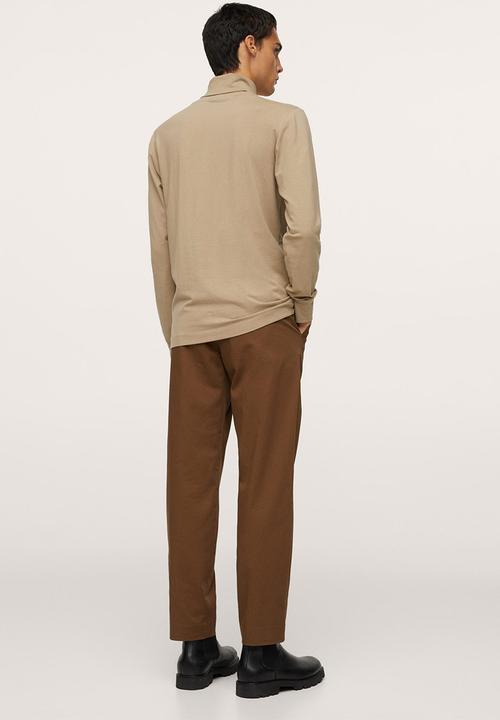 MANGO - Luton  Lux Polo LS Tee - light beige