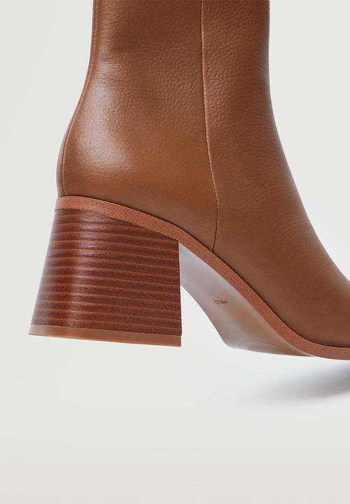 MANGO - Studos leather pointed ankle boot - medium brown