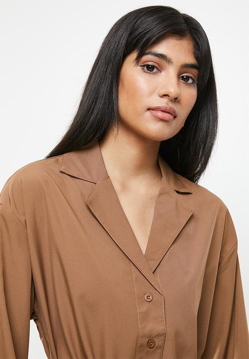 dailyfriday - Belted shirt dress - tan