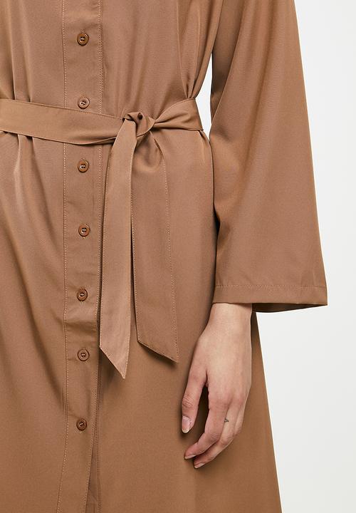 dailyfriday - Belted shirt dress - tan