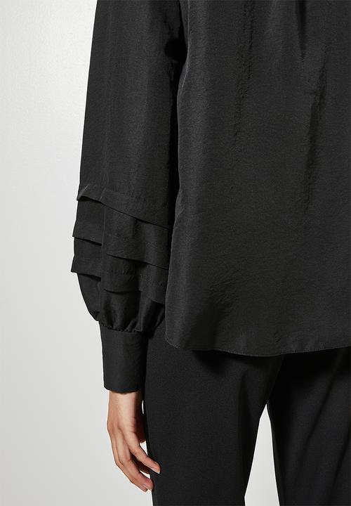 VELVET - Poplin victoriana blouse  -  black