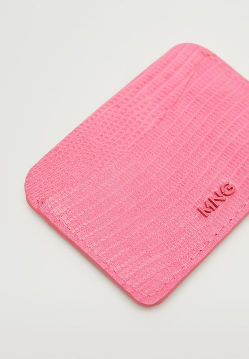 MANGO - Snake effect cardholder - fuchsia