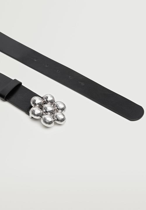 MANGO - Flower buckle belt - black