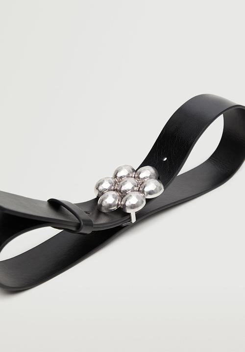 MANGO - Flower buckle belt - black