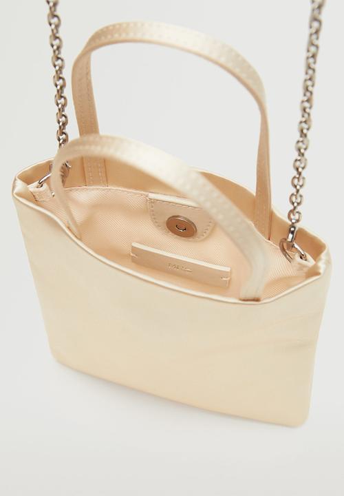 MANGO - Mini satin bag - ivory white
