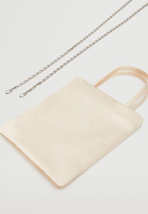 MANGO - Mini satin bag - ivory white