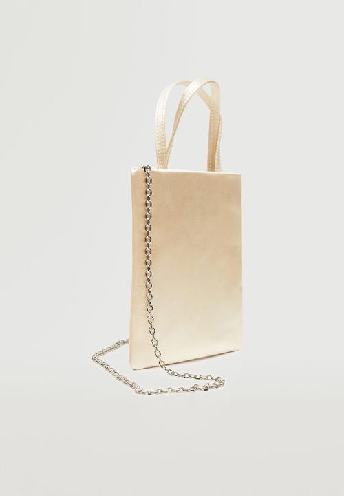 MANGO - Mini satin bag - ivory white