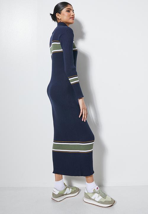 Superbalist -  Striped colomn dress - navy based stripe
