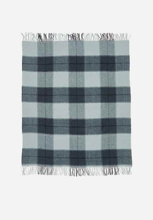 Linen House - Wool check throw - black & grey
