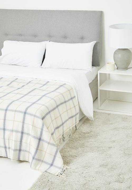 Linen House - Wool check throw - cream