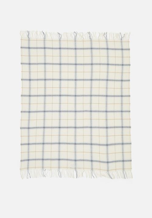 Linen House - Wool check throw - cream