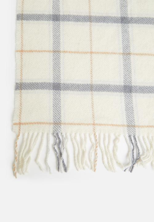 Linen House - Wool check throw - cream