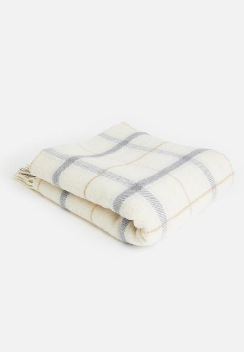 Linen House - Wool check throw - cream