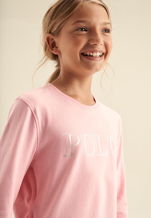 POLO - Girls long sleeve printed tee - pink