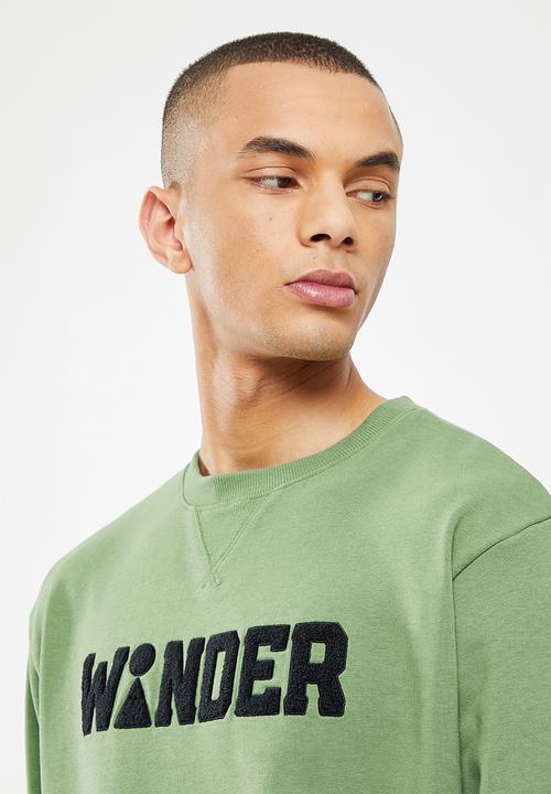 Giordano - Relaxed fit french terry printed sweater - dill
