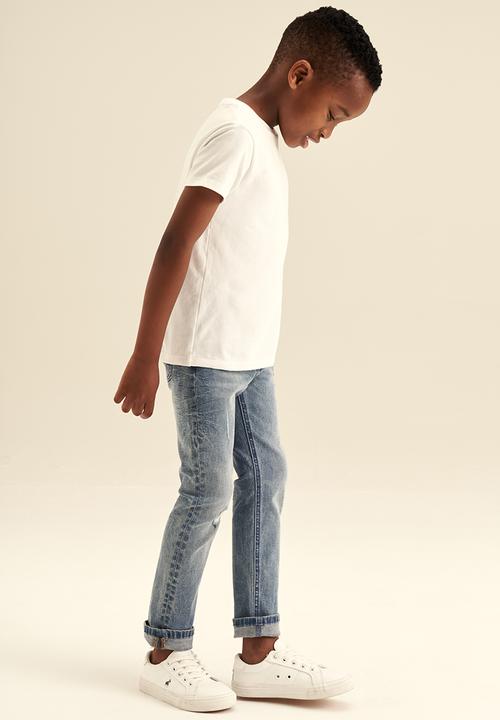 POLO - Boys pjc distressed slim fit jean - medium wash