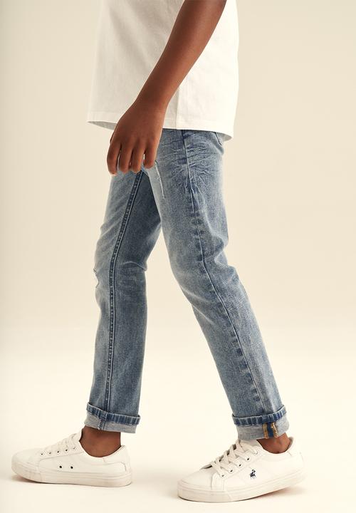 POLO - Boys pjc distressed slim fit jean - medium wash