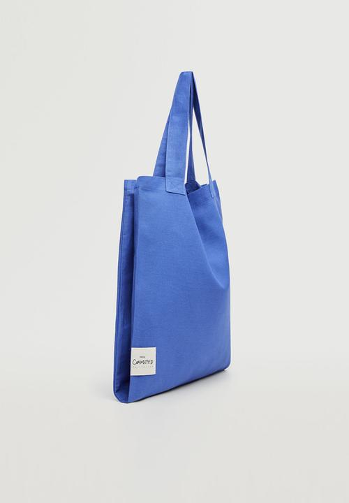 MANGO - Cotton shopper bag - vibrant blue