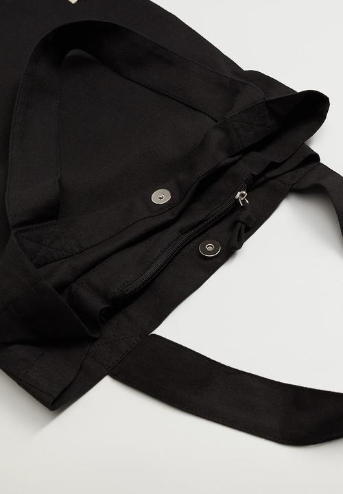 MANGO - Cotton shopper bag - black