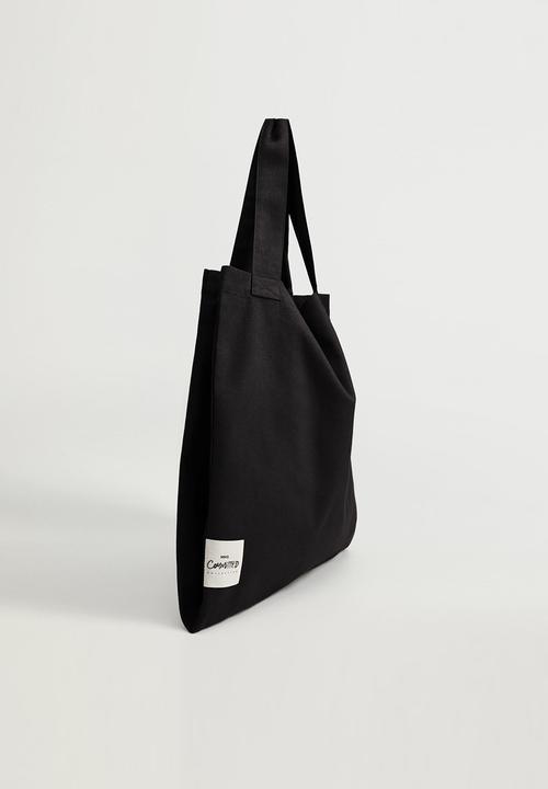 MANGO - Cotton shopper bag - black