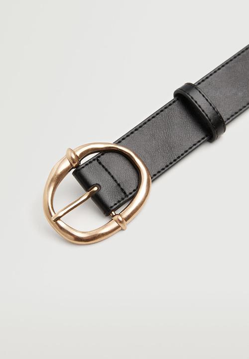 MANGO - Metal buckle belt - black