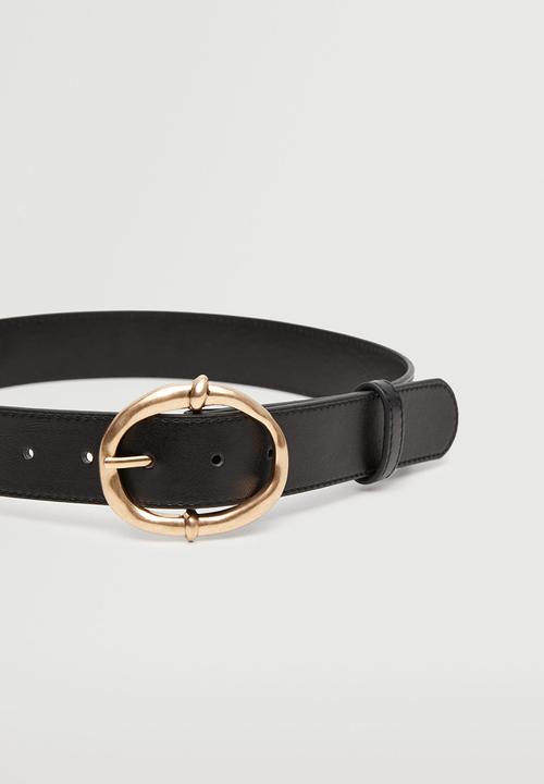 MANGO - Metal buckle belt - black