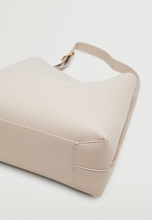 MANGO - Bucket bag - light beige