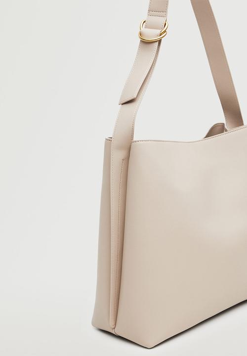 MANGO - Bucket bag - light beige