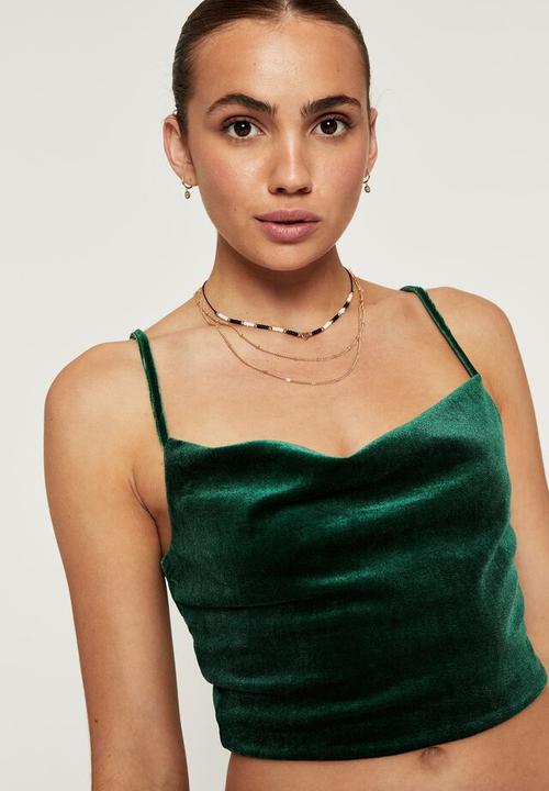 Supré  - Izy velvet cowl neck top - emerald green