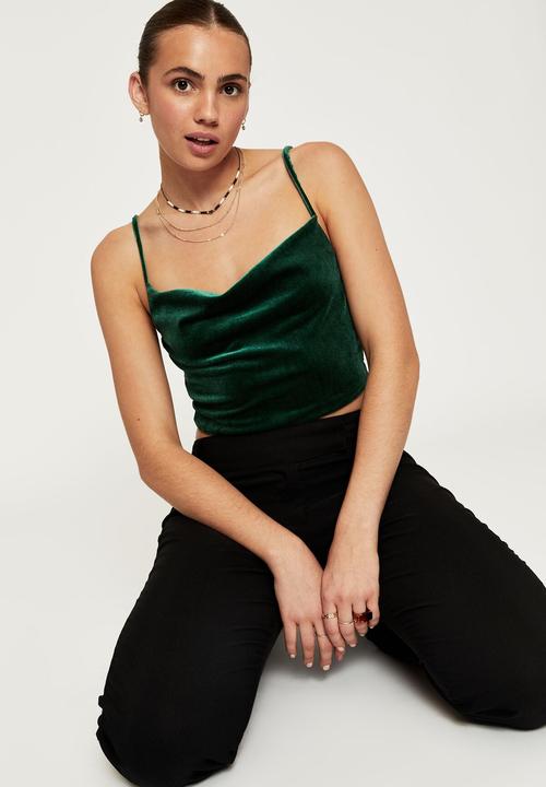 Supré  - Izy velvet cowl neck top - emerald green