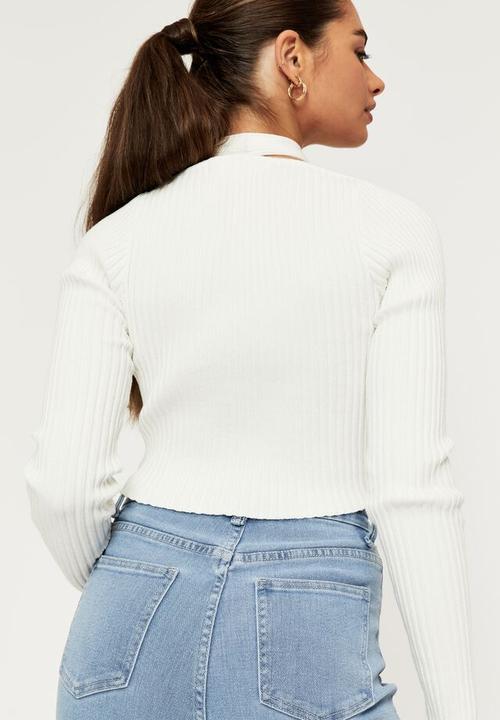 Supré  - Joline halter cut out knit top - white